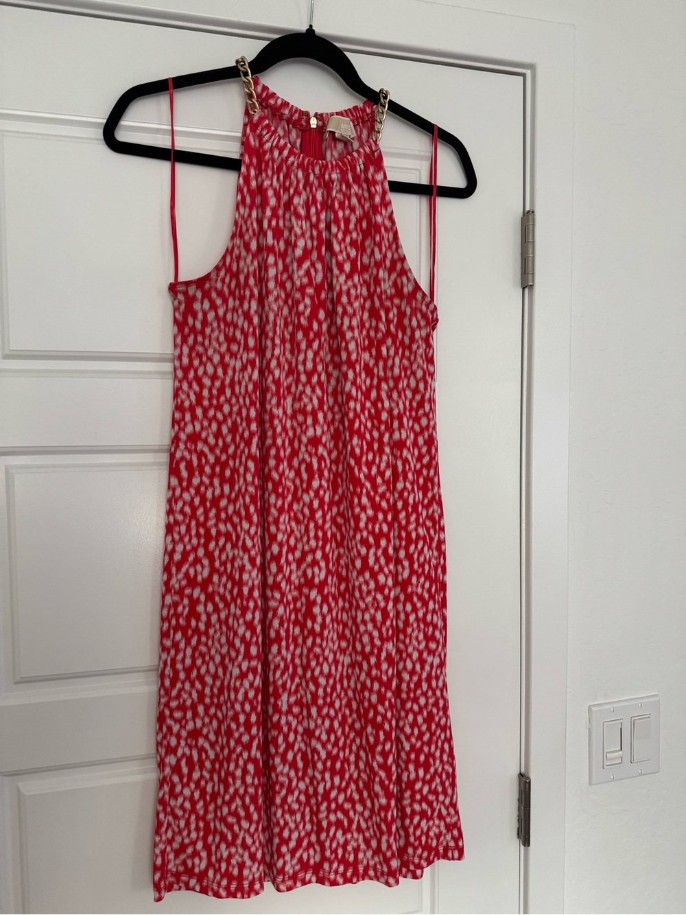 Michael Kors Red and White Halter Midi Dress